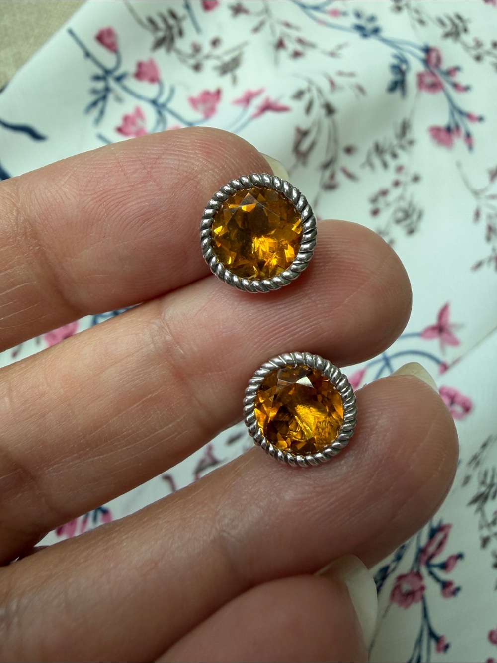 JUDITH RIPKA STERLING
SILVER CITRINE STUD EARRINGS, APPROX. 11MM
